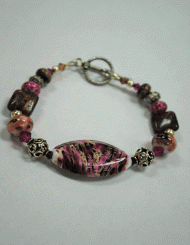 Brown and Pink frit bracelet