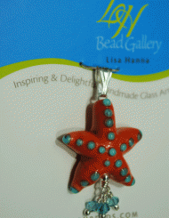 Coral and aqua starfish pendant