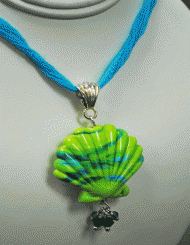 Lime and aqua scallop shell