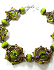 Funky Purple and Green Disk Bracelet