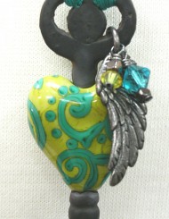 Key to my heart Teal/Green Swirl Necklace