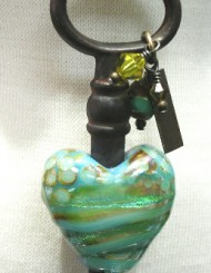 Key to my heart Dichroic Blue Necklace
