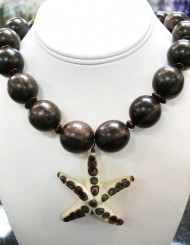 Large Wood and Starfish Necklace