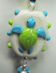 Aqua and Lime Seaturtle Pendant