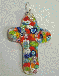 Multi color millefiori cross