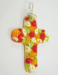 Orange yellow millefiori cross