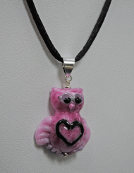 Pink owl necklace