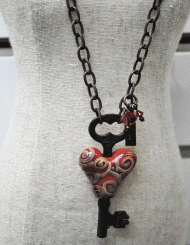 Red Heart Key Necklace