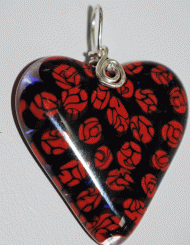 Rose millefiori heart pendant