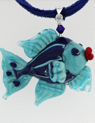 Large Blue Kissy Fish Necklace