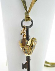 Raku Key to my heart necklace