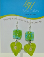 Lime Green Heart Earrings