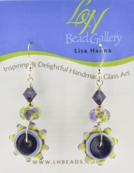 Purple and Lime Green Flower Earrings