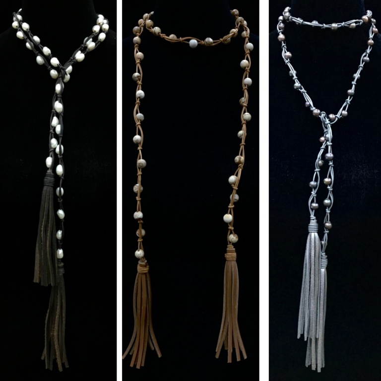 Long Leather Necklace w/Tassels
