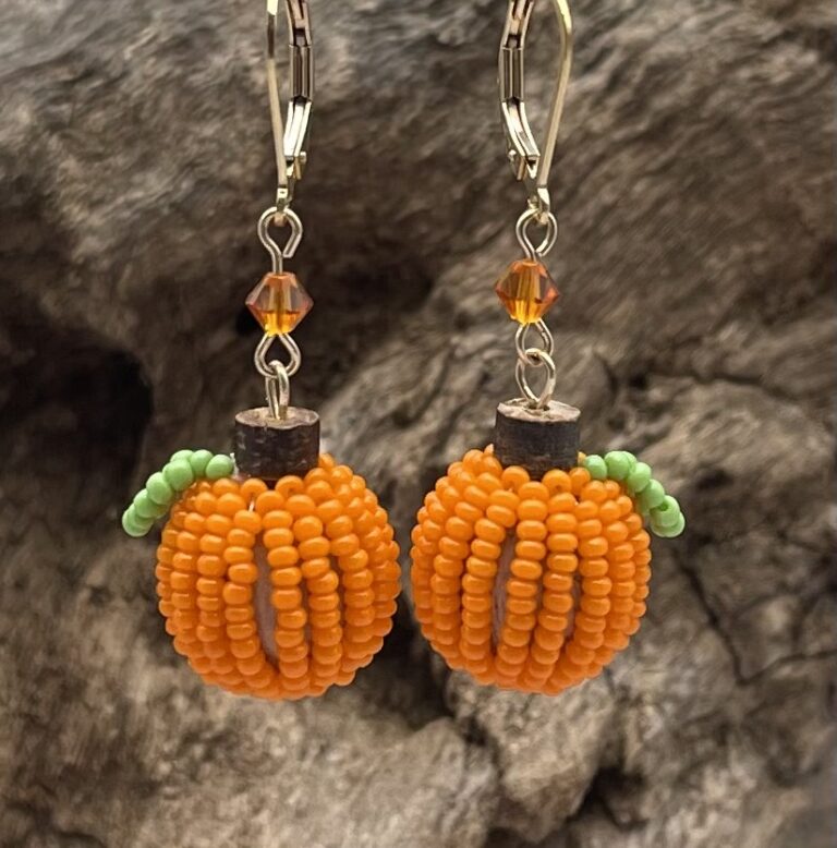 ~New~ Beaded Pumpkin Earrings