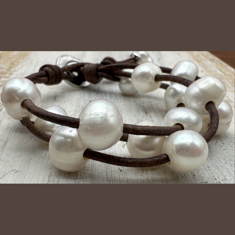 Floating Pearl/Leather Bracelet