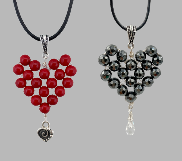 Beaded Wire Heart Pendant
