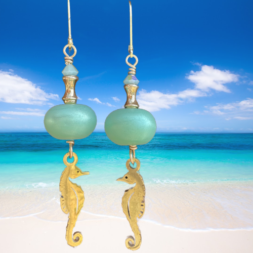 Seaside Seahorse Lampwork Earrings