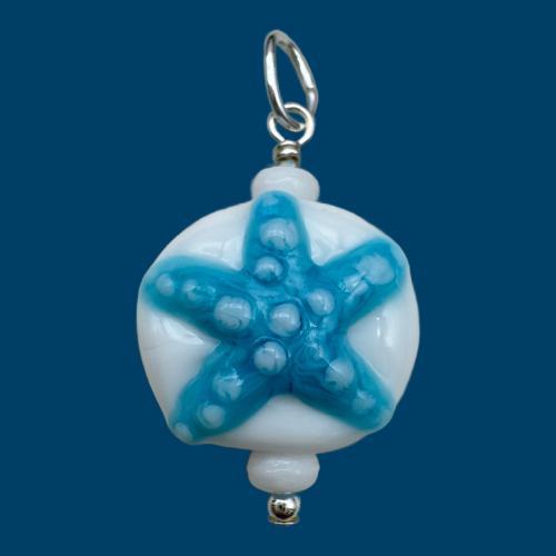Mini Blue & White Starfish Pendant