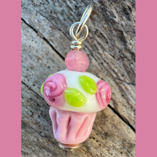 Rose Garden Cupcake Lampwork Mini