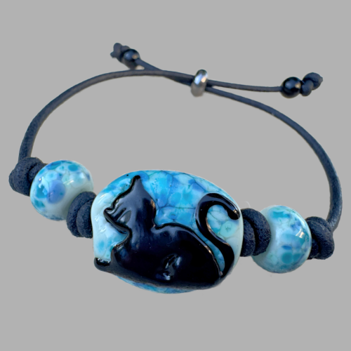 Shadow Cat - Lampwork Bracelet