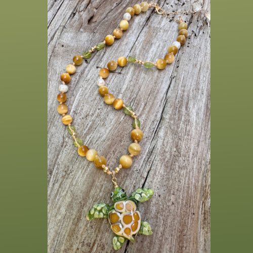 Amber Reef Sea Turtle Necklace