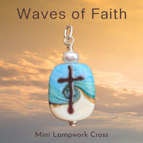Waves of Faith - Mini Lampwork Cross