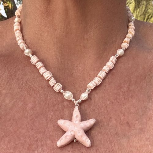 Blush Sands Lampwork Starfish Necklace