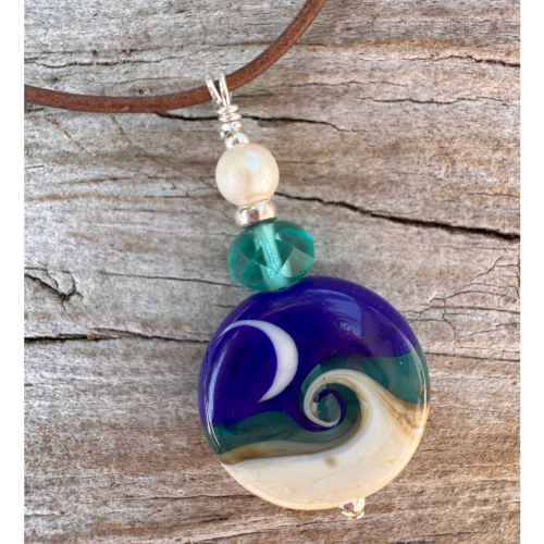 Crescent Tide Lampwork Necklace