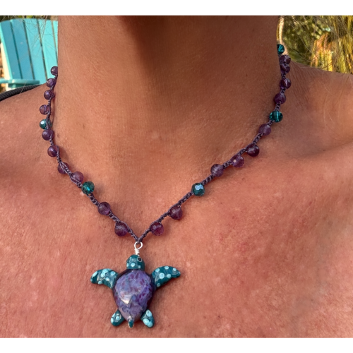 Mystic Tide Lampwork Sea Turtle Necklace - SOLD