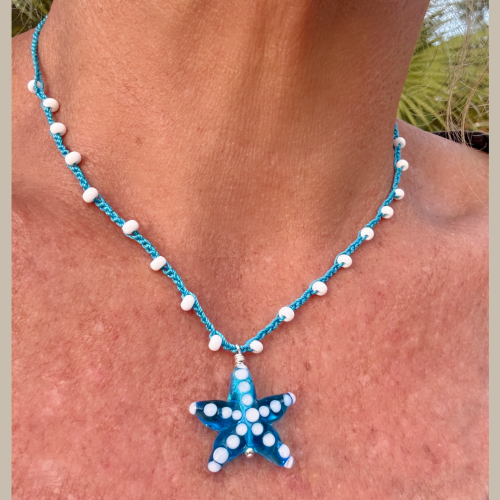 Ocean Breeze Lampwork Starfish Necklace