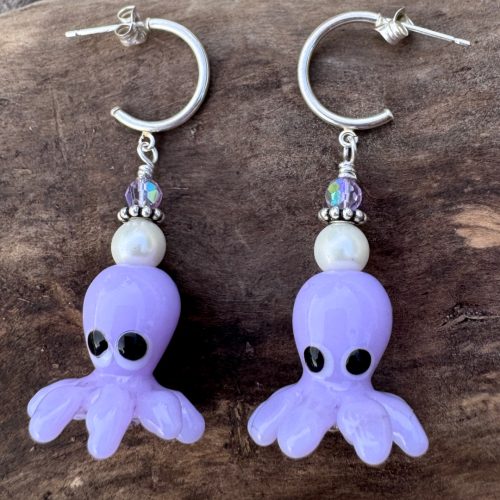 Tickled Purple Octopus Earrings
